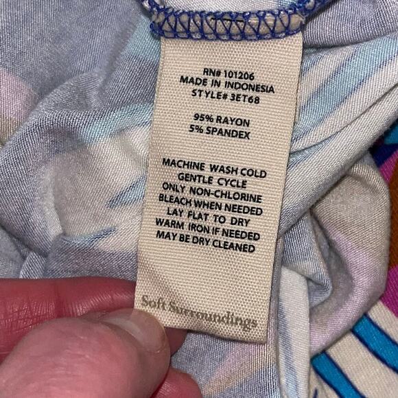 Soft Surroundings Floral Maxi Dress Petite Small Blue Pink Tropical Print - Picture 8 of 10